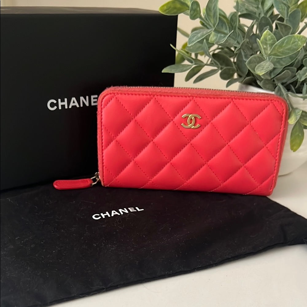 Chanel Red Quilted Wallet